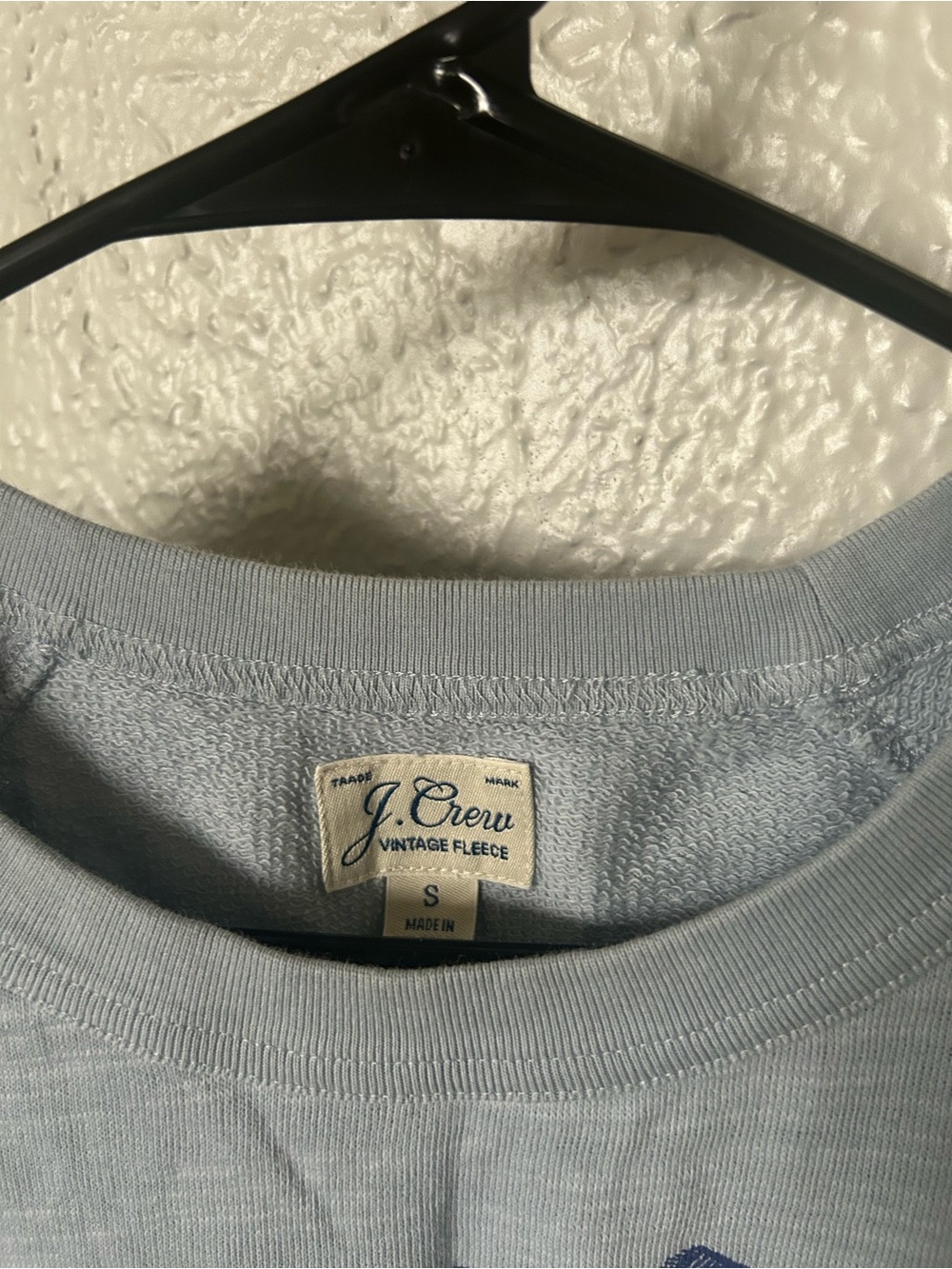 J. Crew Light Blue Vintage Fleece Crewneck Sweatshirt with Navy Graphic - Picture 3 of 7